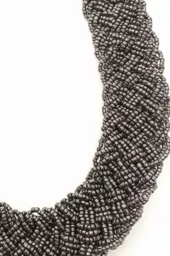 Nvr women vintage braided beads grey coloured necklace