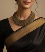 Nvr women vintage braided beads golden coloured necklace