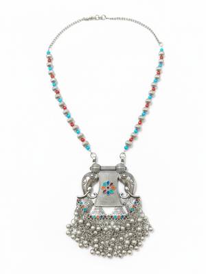Nvr women oxidized silver-plated elephant design necklace 4