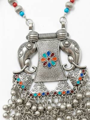 Nvr women oxidized silver-plated elephant design necklace 5