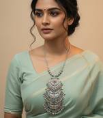 Nvr women oxidized silver plated multi-stone banjara necklace