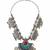 Nvr women oxidized silver plated multi color necklace with coin dangles