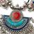Nvr women oxidized silver plated multi color necklace with coin dangles
