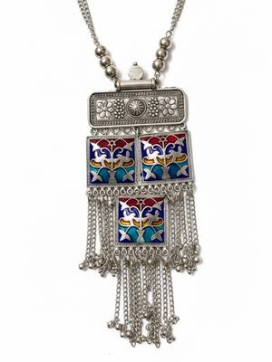 Nvr women german silver long necklace with earrings set 5