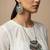 Nvr women oxidised silver-plated long chain necklace with earrings set
