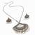Nvr women oxidised silver finish mirror work necklace with earrings set