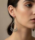 Nvr women's traditional silver plated chandbali earrings