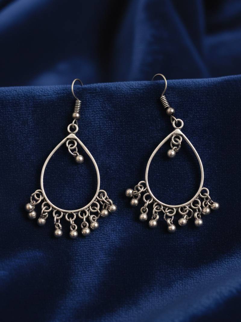 Nvr women's traditional silver plated chandbali earrings