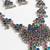 Nvr women silver plated oxidized multicolor long necklace with earrings set