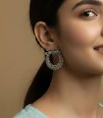 Nvr women oxidized silver plated elephant design drop earrings