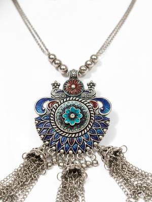 Nvr women's oxidised silver-plated tribal jewellery set 5