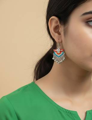 Nvr women oxidized multicolor ghungroo necklace with earrings set 3