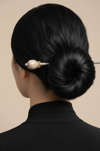 Nvr women's set of 3 oxidised german silver assorted juda hair stick