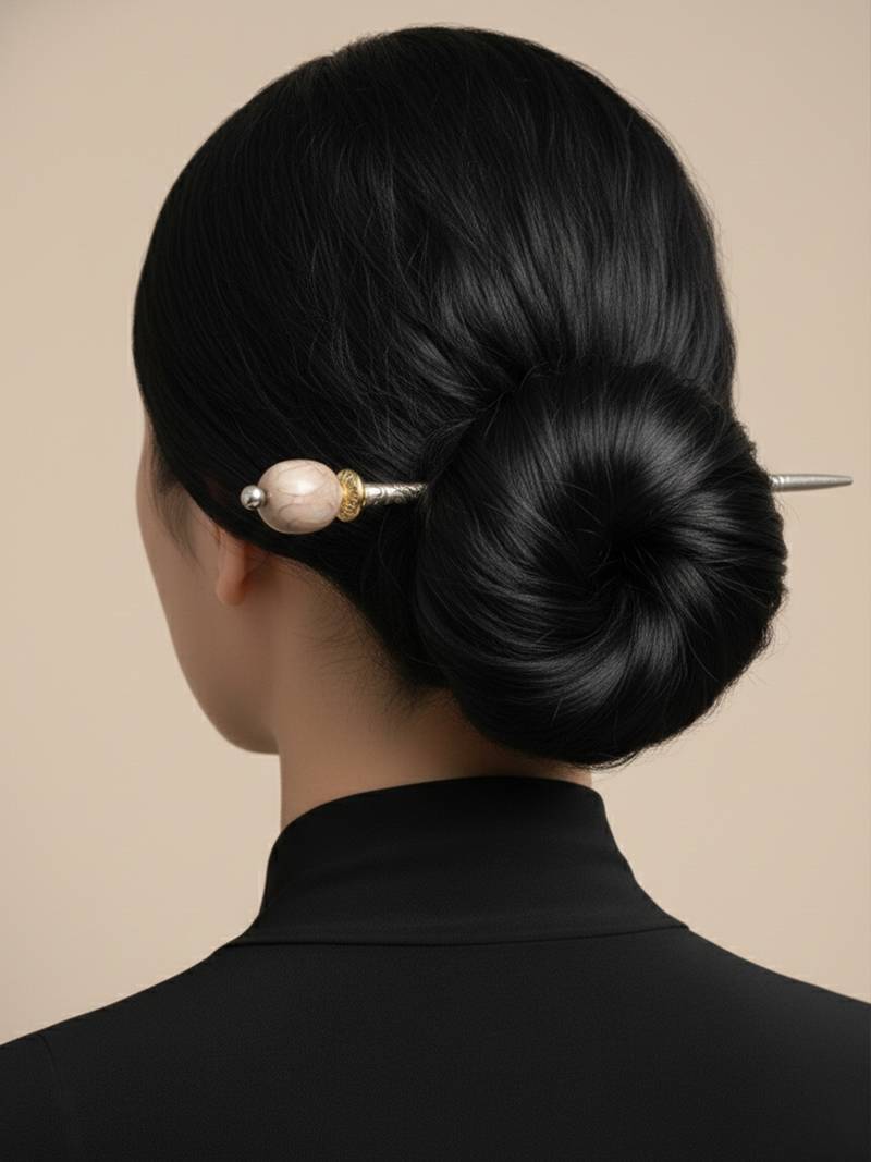 Nvr women's set of 3 oxidised german silver assorted juda hair stick