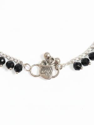 Nvr women silver-plated oxidised german silver anklet with black beads 4