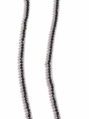 Nvr women silver-plated oxidised german silver anklet with black beads 5