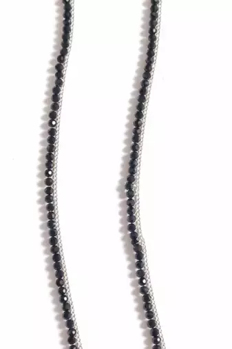 Nvr women silver-plated oxidised german silver anklet with black beads