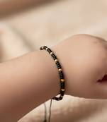 Nvr kids set of 2 black & gold beaded adjustable nazariya bracelet