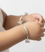 Nvr kids set of 2 silver plated kada nazariya bracelet with ghungroo bells