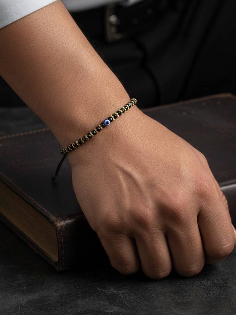 Nvr unisex evil eye beaded adjustable bracelet
