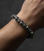 Nvr men's silver plated dragon link bracelet