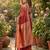 Red color printed casual saree with blouse