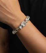 Nvr men's silver plated dragon design bracelet