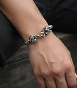 Nvr men's silver plated lion design bracelet