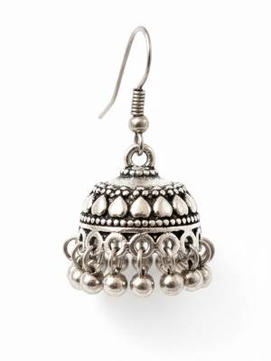Nvr women traditional oxidized silver plated jhumkis earring set 5