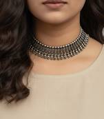 Nvr women traditional oxidised silver plated handmade necklace