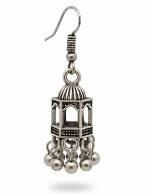 Nvr women traditional oxidized silver plated temple style jhumka earrings 5