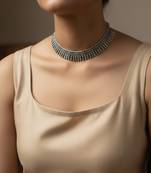 Nvr silver plated antique look layered ethnic necklace for women