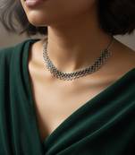 Nvr women oxidized silver plated tribal ring necklace