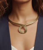 Nvr women's minimalist gold plated wire choker necklace