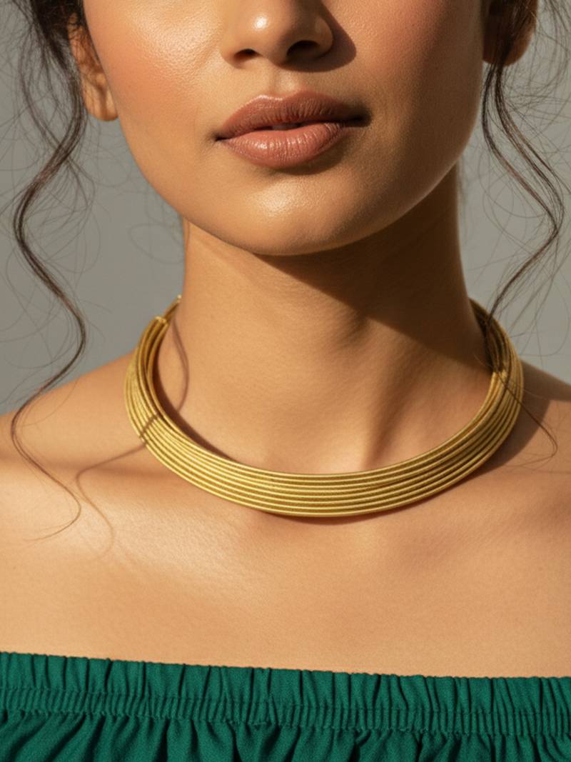 Nvr women handmade silver-plated multilayered hasli choker necklace