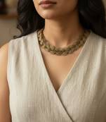 Nvr women torque style crisscross flexible choker gold plated necklace 