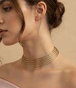 Nvr women handmade gold-plated multilayered hasli choker necklace
