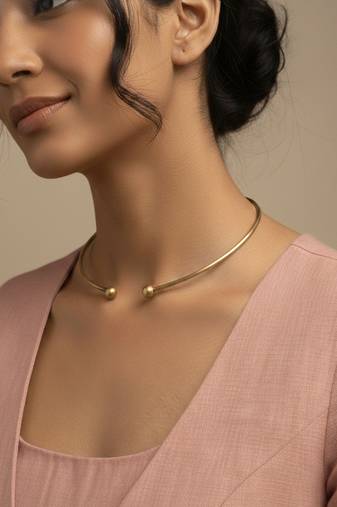 Nvr gold overlay flexible choker lightweight women's necklace