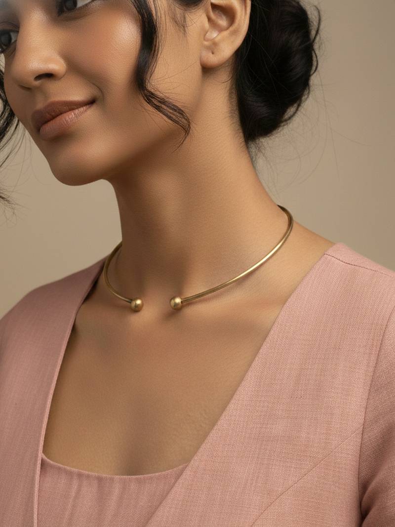 Nvr gold overlay flexible choker lightweight women's necklace