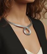 Nvr women minimalist silver plated wire choker necklace