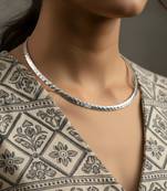 Nvr women silver-plated oxidized statement choker necklace