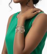 Nvr women silver plated spiral design cuff bracelet