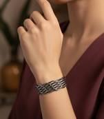 Nvr women's silver plated handmade cuff bracelet