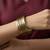Nvr women plain split coil gold plated cuff bracelet 