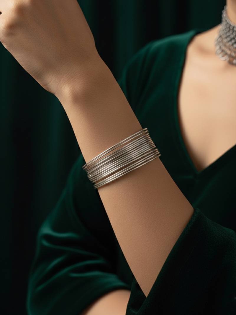 Nvr women adjustable hammered silver plated cuff bracelet 