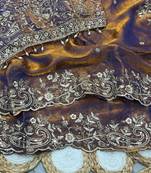 Mustard Color Embroidery sequence work heavy border Satin Saree