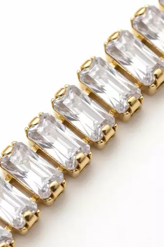 Nvr women gold plated rectangular cut cz stones tennis bracelet