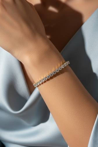 Nvr women gold plated cz stones rectangular cut tennis bracelet