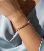 Nvr women gold plated cz stones rectangular cut tennis bracelet