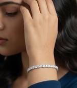 Nvr women silver plated cz stones rectangular cut tennis bracelet